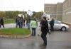 Protestors outside the jail